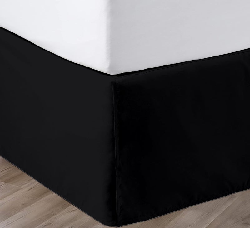 SGI Bedding 12 inch Drop Bed Skirt Queen Size - Platform Style with Secure Fit, Classic Tailored Look, Elegant Pleated Style Dust Ruffle, Split Corners, Wrinkle Resistant Microfiber - Black - Image 1